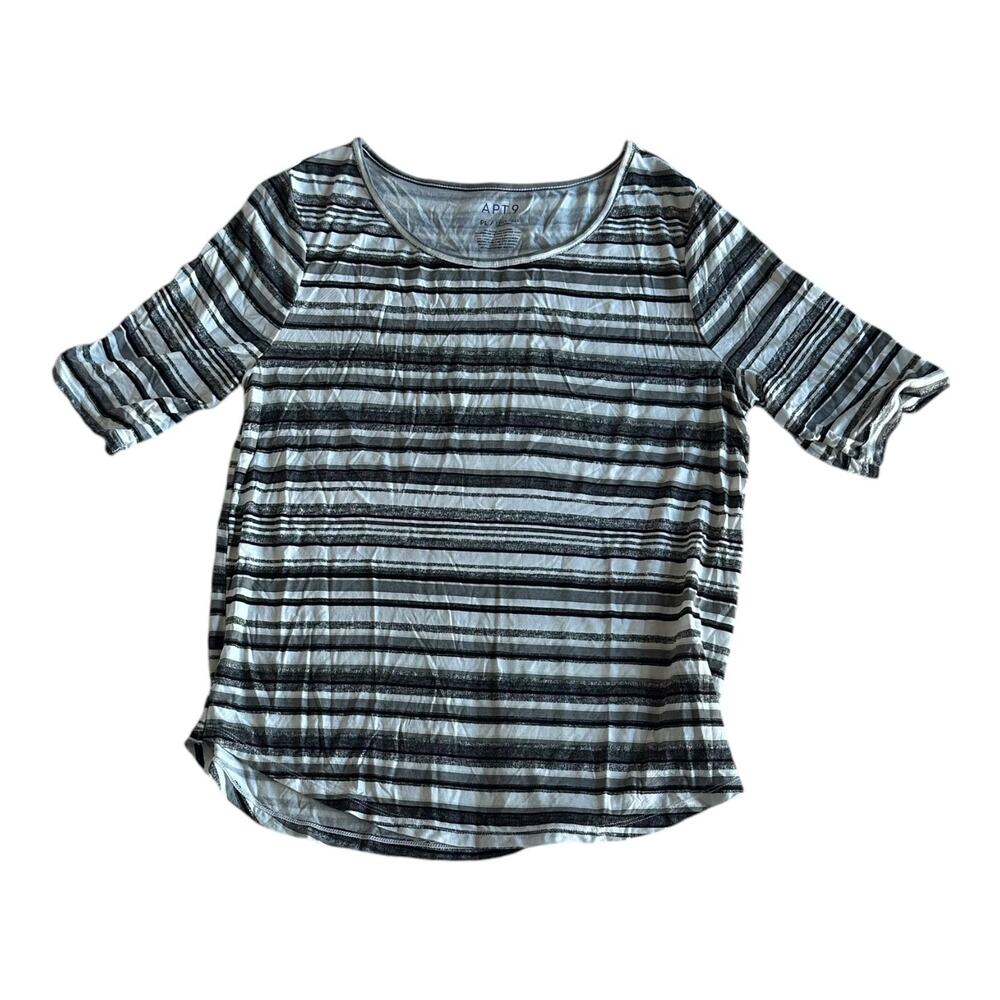 Womens Top Size Large Petite Stripes Casual Everyday Momwear